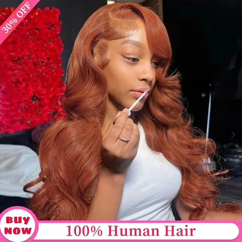 180% Density Ginger Color Lace Front Wigs Human Hair Pre Plucked 13X4 Body Wave Copper Human Hair Lace Front Wigs For Women    #SummerVibes#tiktokshopspringglowup