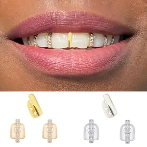 Gift Teeth Gap Three-Piece Set DIY Hip-Hop Real Gold Teeth Grills
