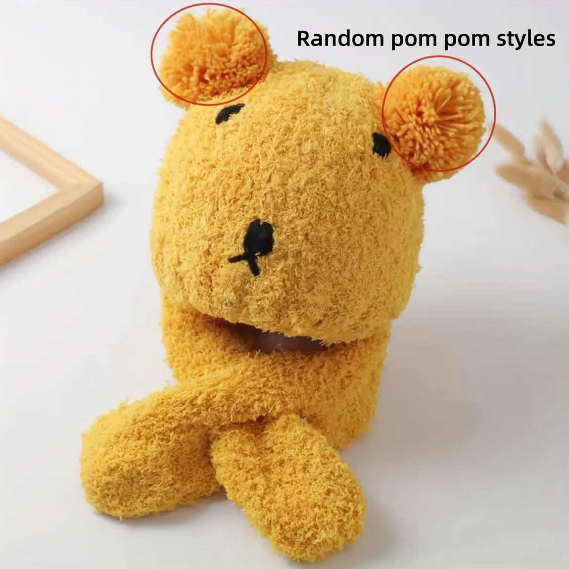 Half velvet bear cover - yellow