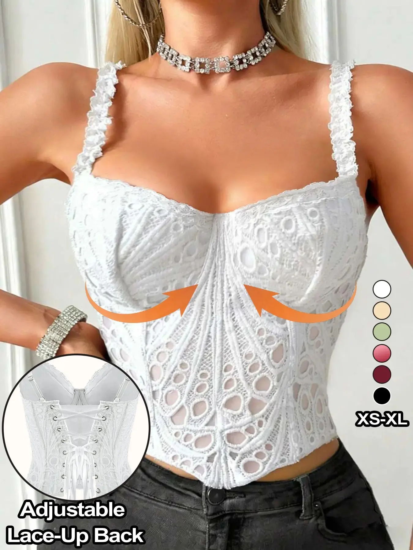 Women's Lace Bodysuit, Adjustable Straps, Backless Design, Embroidered Pattern, Comfortable Daily Wear, Valentine's/mother's Day Gift, Underwear, Womenswear, Garment, Feminine, Body Shaper Bodysuit, Backless Shapewear Bodysuit
