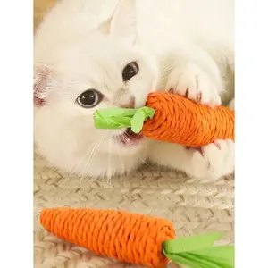 Cat toy (1 piece), chew toy with a cute paper wick, interactive carrot-shaped toy for entertainment and stress reduction, bite-resistant