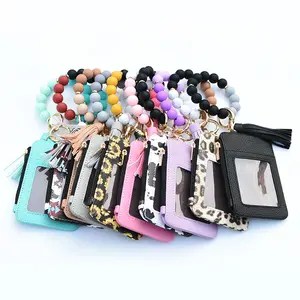 New women's multifunction coin purse bank card ID holder creative silicone beaded bracelet smart beads portable mobile wallet Nest silicone bracelet