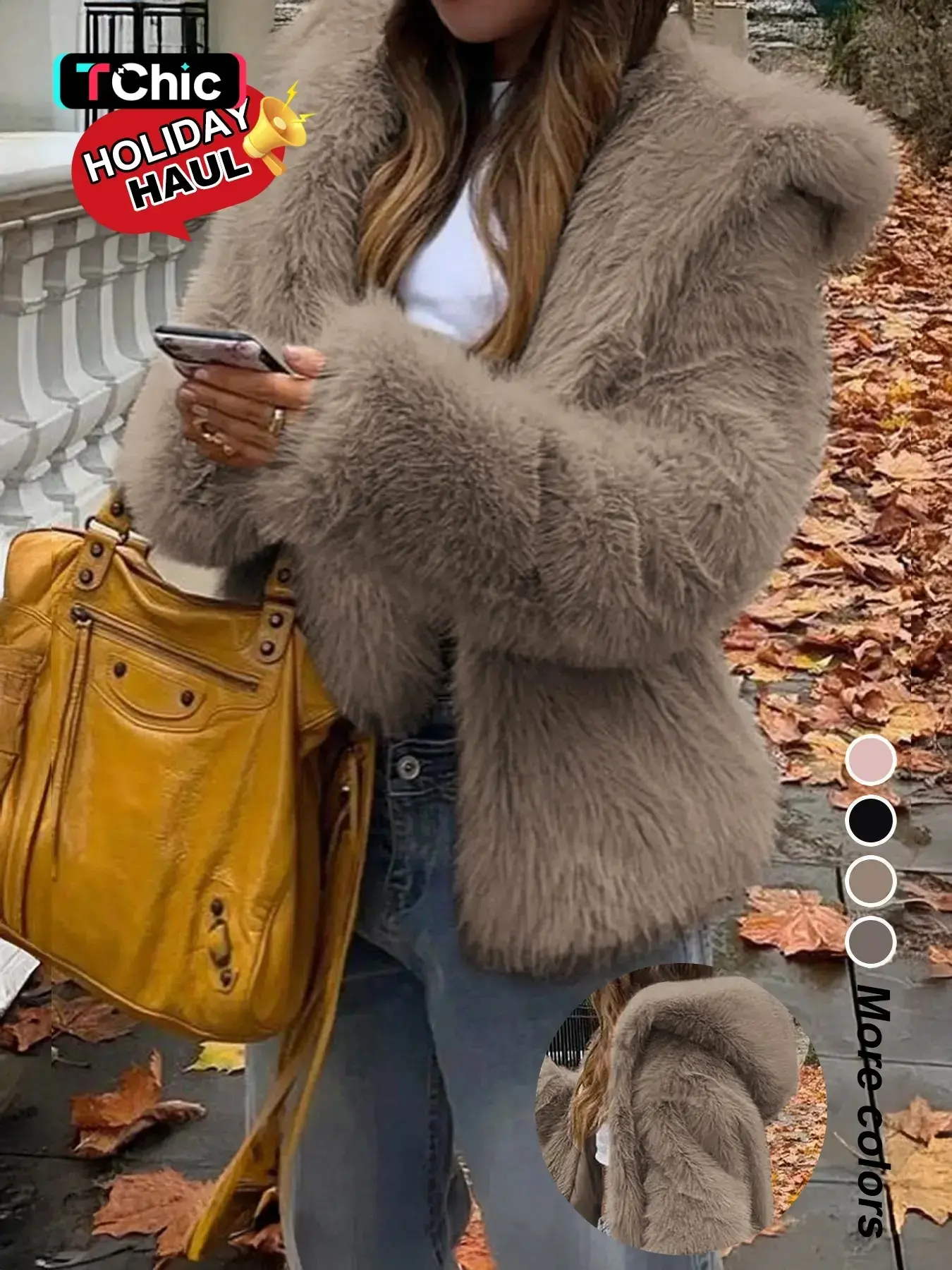 Women's Casual Basic Faux Fur Hooded Long Sleeve Jacket, Short Fall & Winter Coat, Medium-Weight with a Luxe, Soft Feel, Fitted Design