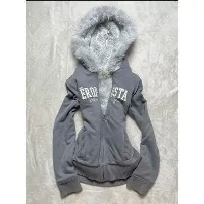 00s archive GAP fur zip hoodie Y2K グレー Fur Hoodie Zip Up Y2k - TikTok Shop