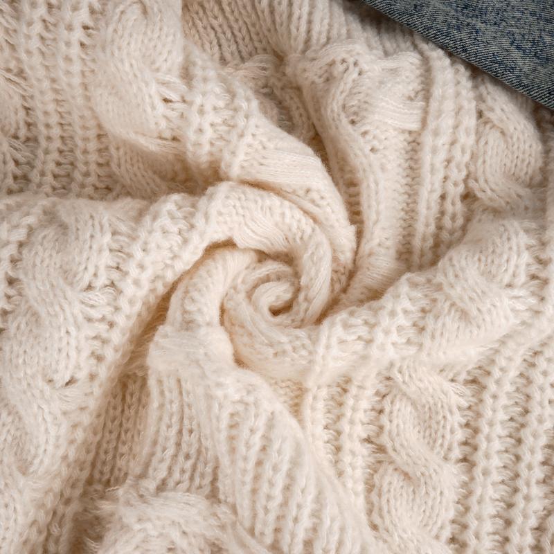 LikeMyChoice Unique Denim Patchwork Cable Knitted Coat Soft Breathable Medium Fit Sweater Jacket for Casual Outings Women's Knitwear Cardigan