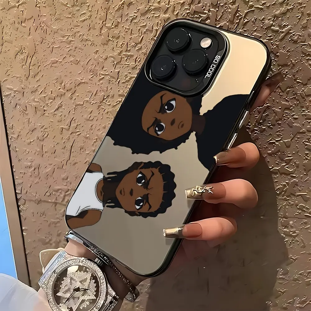 Anime The Boondocks TPU Protective Smartphone Case - Matte Shockproof Drop Protector for Handheld Cellphone Devices Compatible with iPhone 17,16E,16,15,14,13,12,11 Mini/Pro/Max,Air,X,XR,XS Max,8,7 Plus