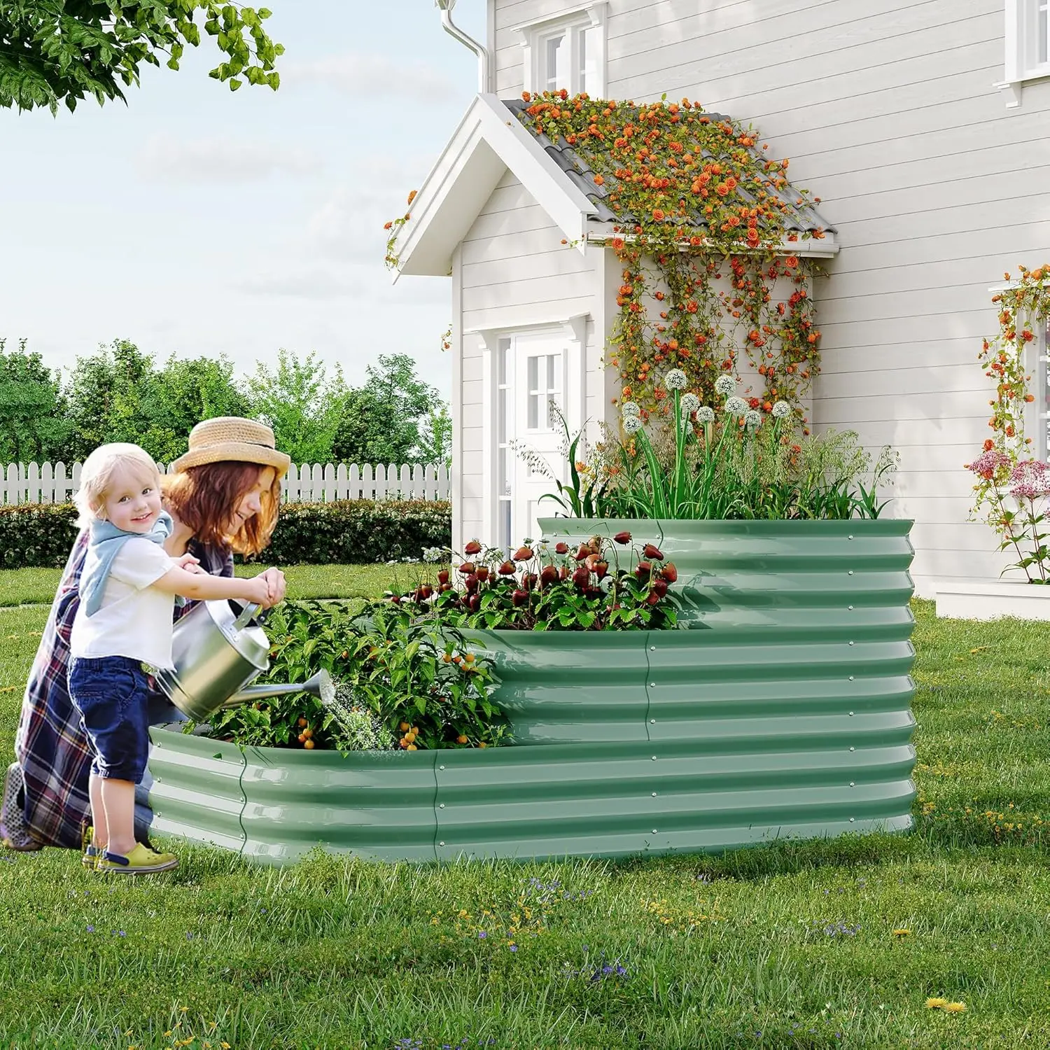3-Tier Galvanized Raised Garden Bed Kit, Modular Corrosion-Resistant Metal Planter Boxes with Safe Edges, Easy Assembly Open Base for Veggies, Herbs & Flowers, Indoor & Outdoor