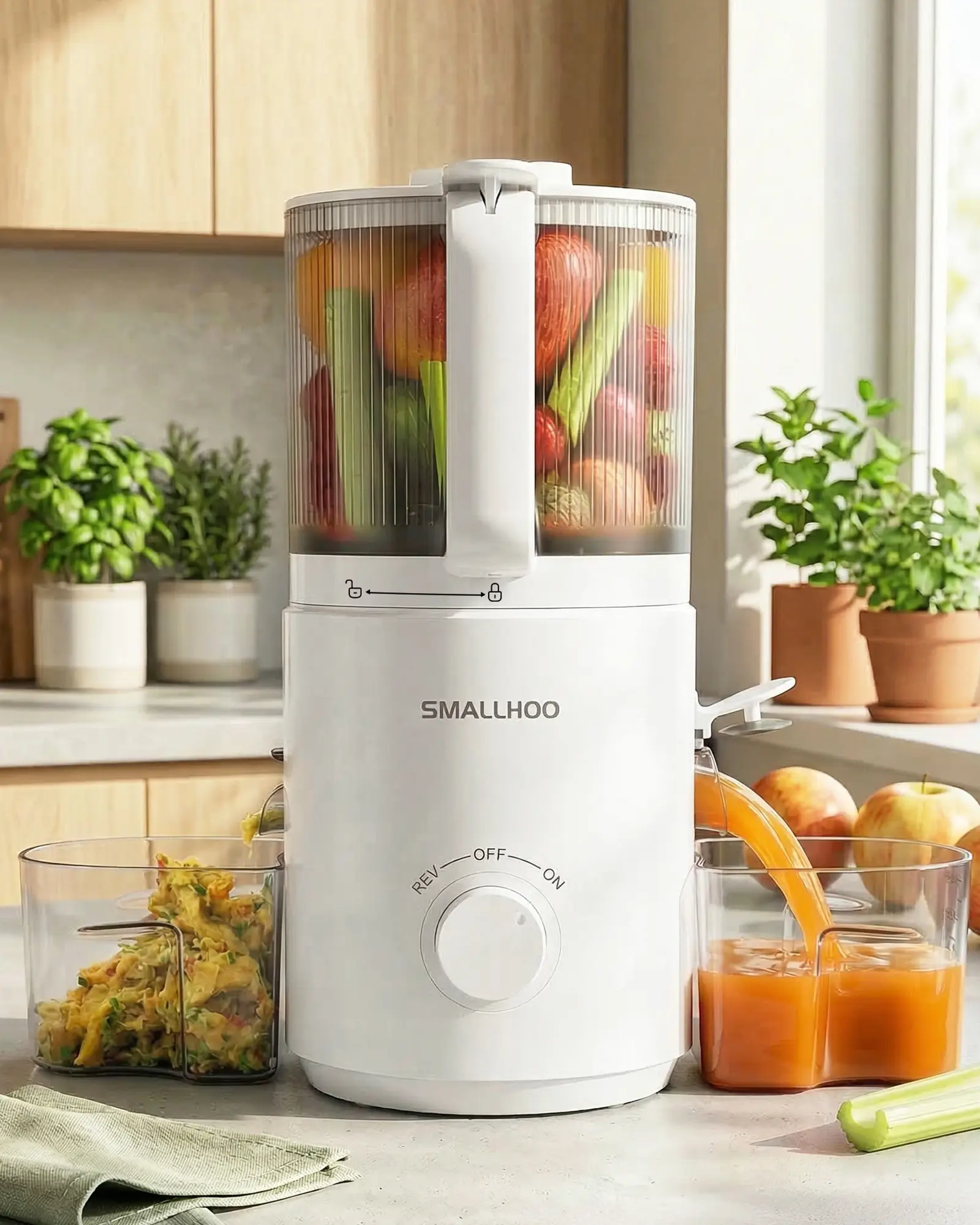 3 in 1 Masticating Cold Press Juicer - 7in Wide Feed Chute, 120oz Family Size Compact Countertop Juicer, Whole Fruit & Vegetable Juicing, Sorbet & Nut Milk Maker, Easy to Use & Clean, Gift for Adults, 3 In 1 Juicers, Compact Juicers