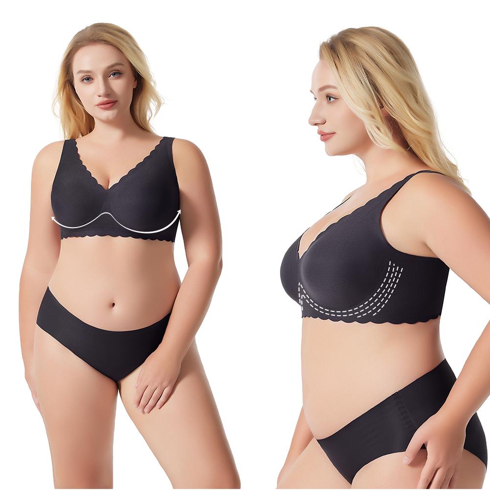 1/2/3PCS Jelly Wireless Bra Womens Scalloped Comfortable Wireless Bras Push Up Bralettes Seamless Tshirts Bras Deep V Everyday Bras S 3XL