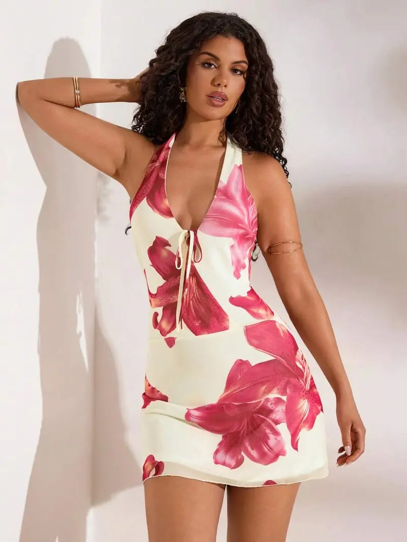 halter mini dress floral - TikTok Shop halter mini dress floral - TikTok Shop