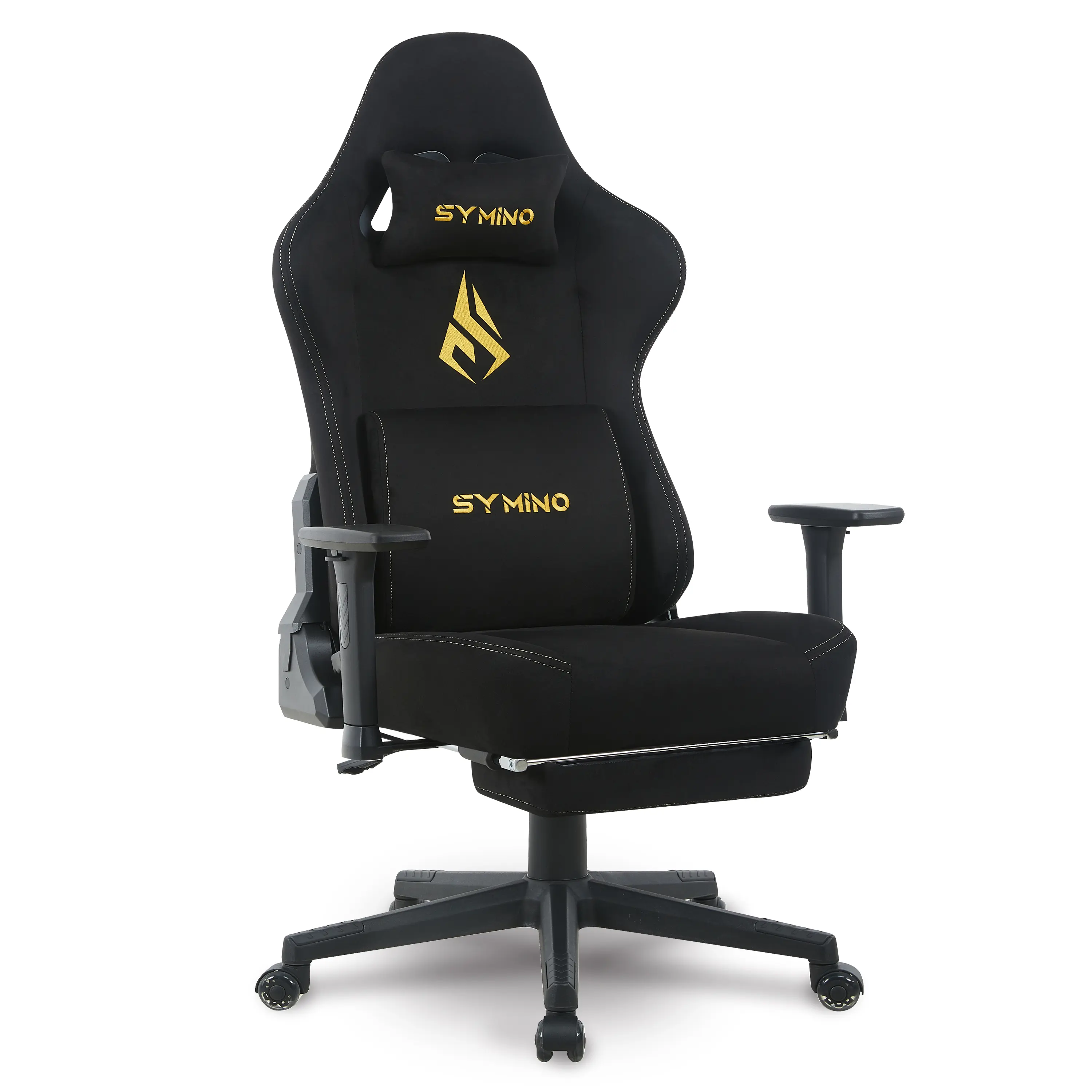 Symino XL Gaming Chair - Wide Seat Made of Foam and Latex, Equipped with Lumbar and Neck Support