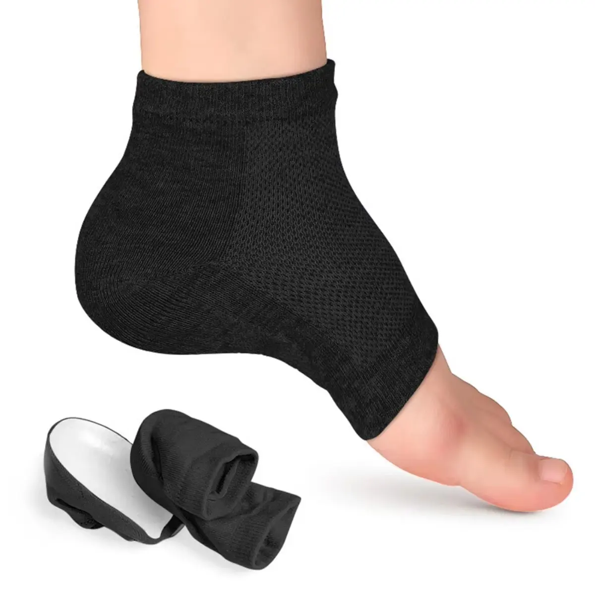 YYW1 Unisex Invisible Heightening Socks with 2.5/3.5cm Half-Height Lift Insoles, Silicone Gel Shock-Absorption Perforated Sole Anti-Thickening Heel Pads for Training