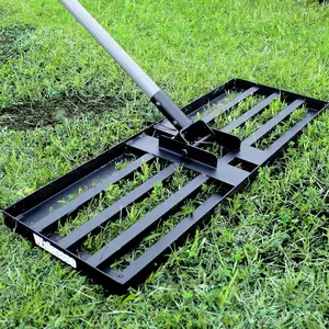 Lawn Leveling Rake, Levelawn Tool, Heavy Duty Effort Saving Lawn Level Tool, Steel Handle Lawn Leveler for Yard Garden Golf Course , Ease Level Soil Sand Dirt Surfaces, 7FT 30"x10"