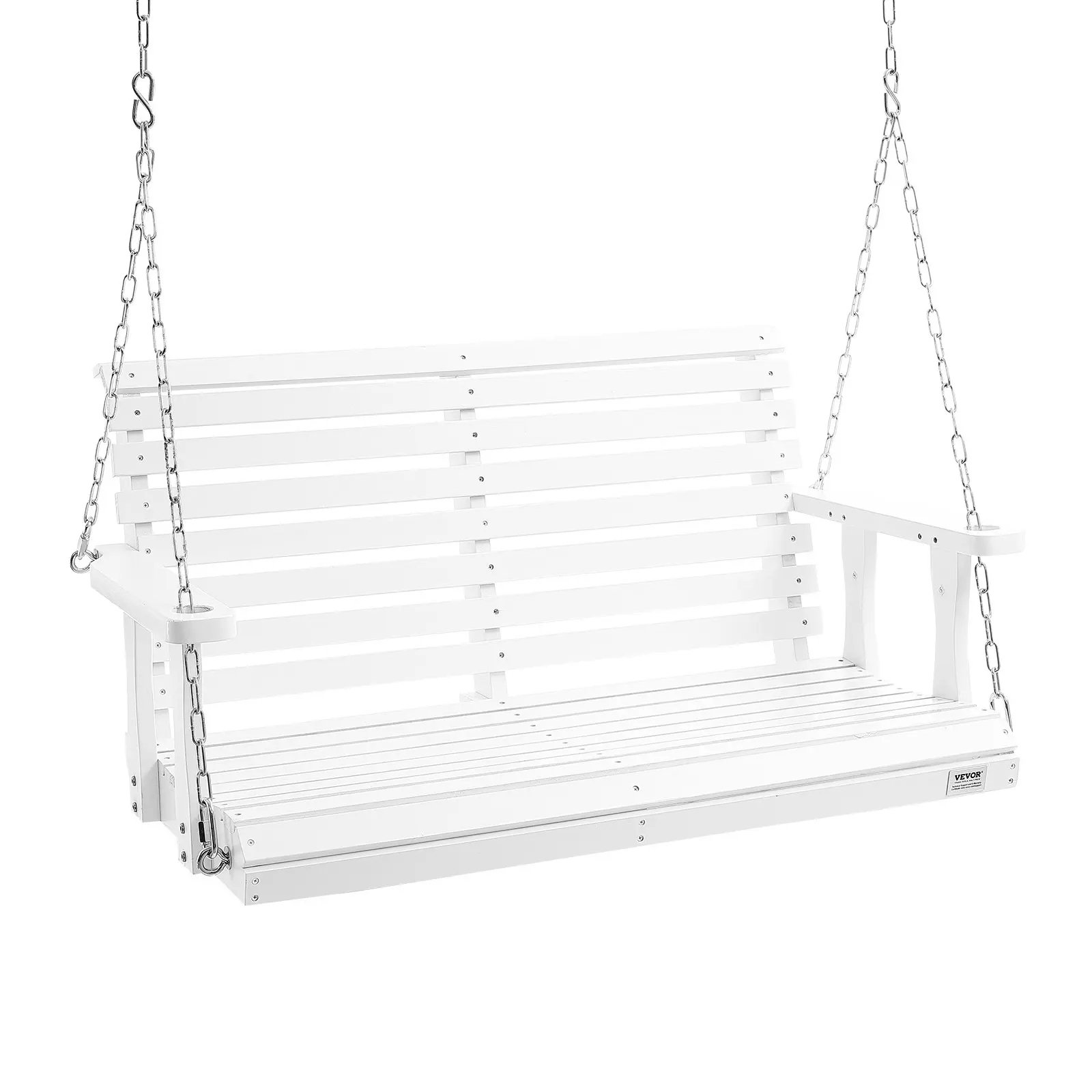 VEVOR Wooden Porch Swing 4 ft, Patio bench swing for Courtyard & Garden, Upgraded 880 lbs Strong Load Capacity, Swing Chair Bench with Hanging Chains for Outdoors, White