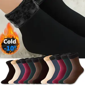 6 Pairs Mixed Color Socks - Thickened, Fleece-Lined, Soft, Cold-Resistant for Autumn & Winter Outdoor Use