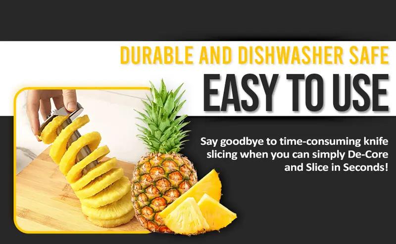 2-in-1 Stainless Steel Pineapple Corer & Slicer with Wedger - Compact Tropical Fruit Tool (24x8.5cm), Lightweight Kitchen Utensil for Fast Clean Prep, Ideal for Party Decor, Free US Delivery