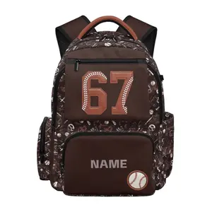 Large Capacity 6 7 Design Personalised Rucksack for Boys Custom Text Baseball School Bag Fits A4 Folders & Laptop Durable Kids Backpack with Padded Straps Cool Varsity Style Bag for Daily Use & Travel