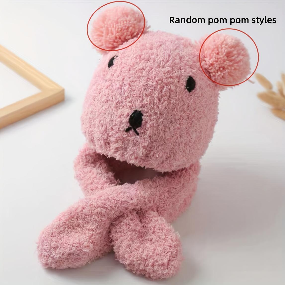 2pcs Winter Hat & Scarf Set for Toddlers - Soft Stretchy Knit Beanie with Bear Ears, Lightweight Warm Winter Accessories, Mixed Colors, Hand Wash Only, Christmas Gift for Boys & Girls, Toddler Winter Wear, Playful Toddler Accessory, Cozy Toddler