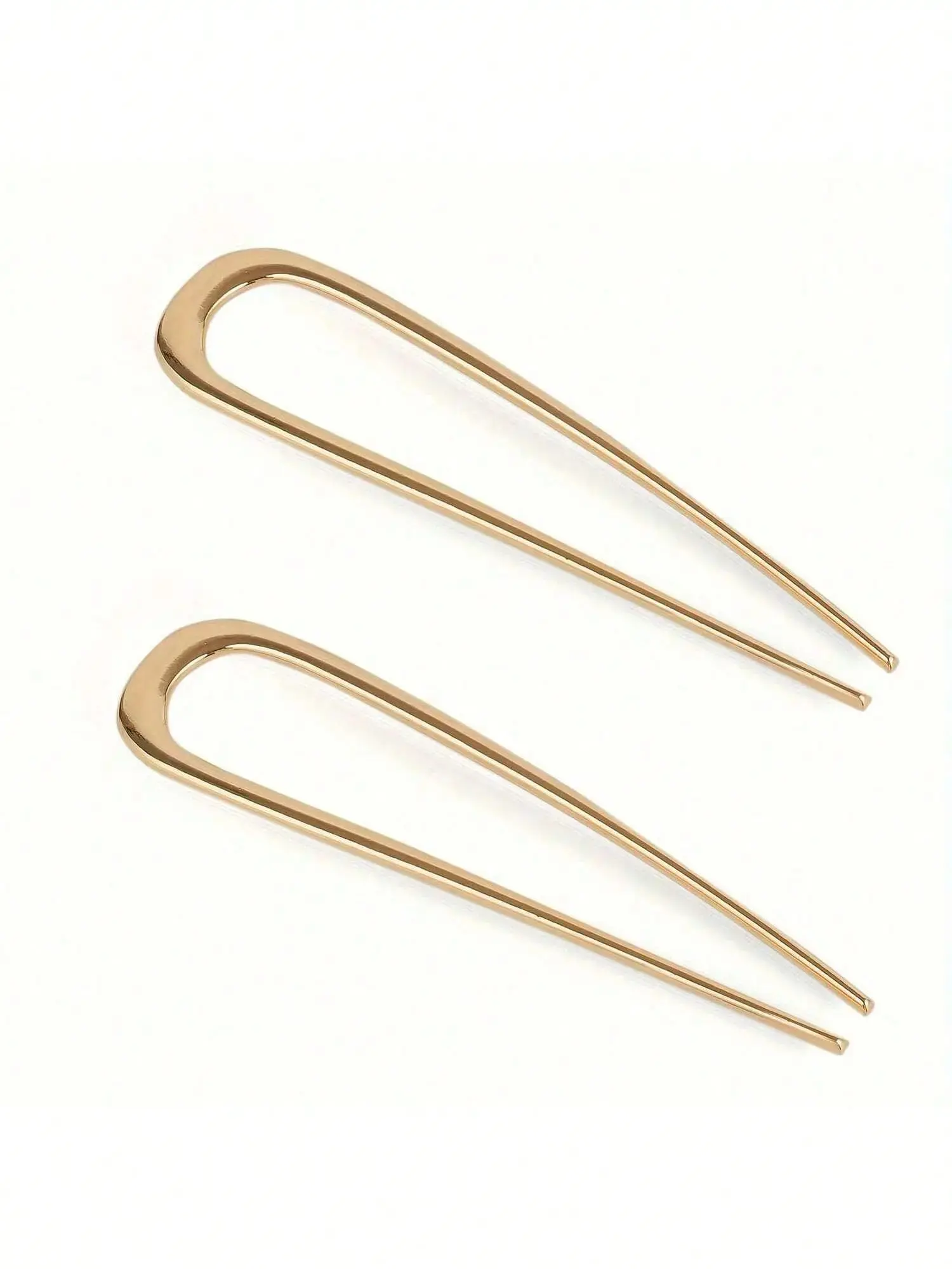 Elegant U-Shaped Metal Hair Pins, Set of 2, Perfect for Thick & Long Hair, Stylish French Barrettes for Women, Flat Hair Clips, Hair Decor, Hairpins