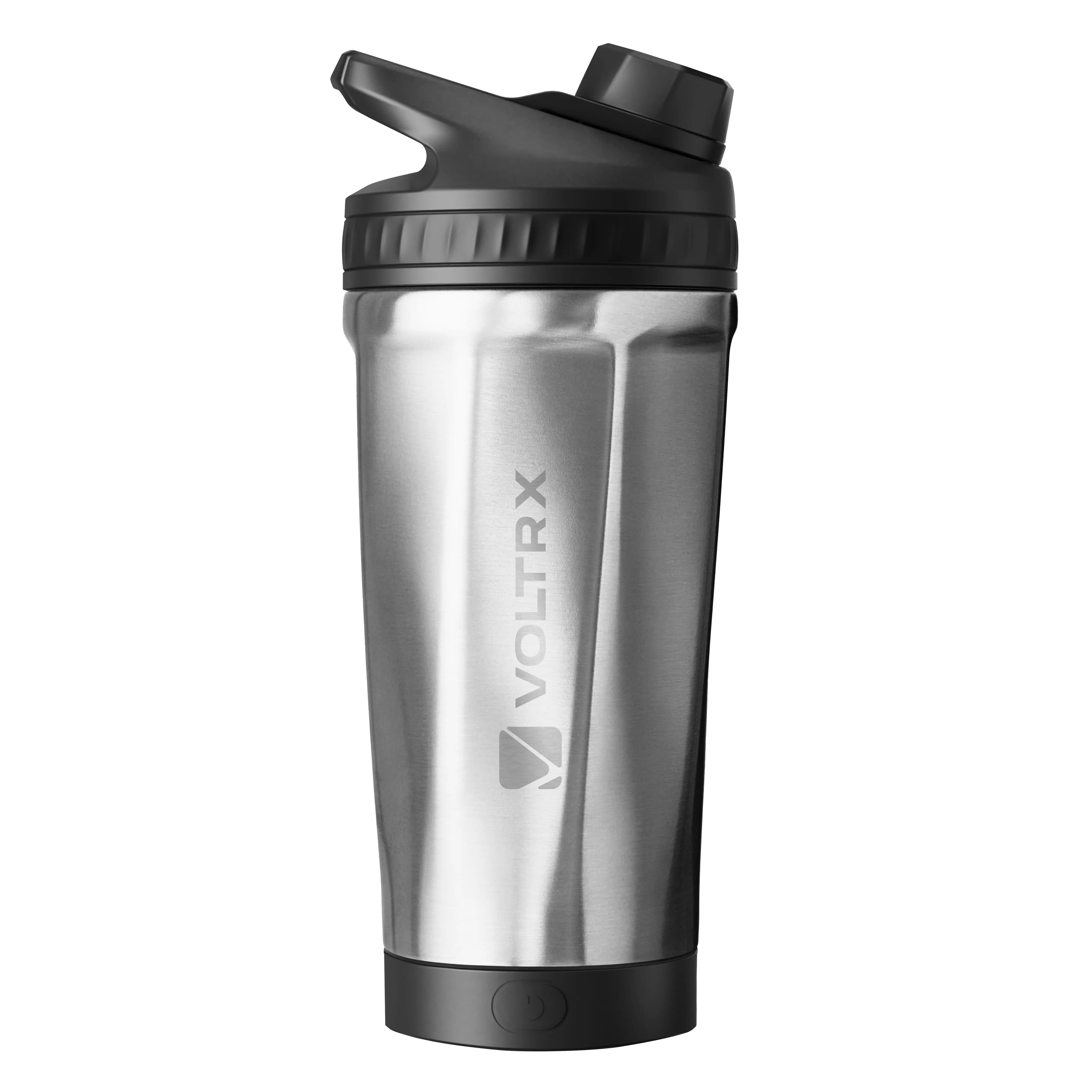 VOLTRX ChillMix Insulated Stainless Steel Shaker Bottle - 16 oz Chrome Steel USB-C Rechargeable Electric Protein Shake Mixer for Protein Shakes, Meal Replacements tiktokshopbacktoschool