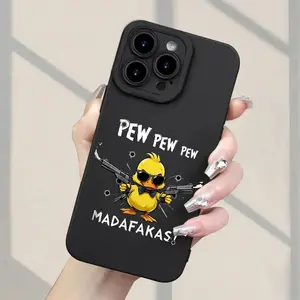 Creative Little Duck with Gun Pattern Phone Case, TPU Shockproof Full Protection Case, Suitable for iPhone 17/16/15/14/13/12/11 PRO MAX PLUS AIR E XS and PROMAX MINI, Ideal Gift for Friends and Family, MS1578