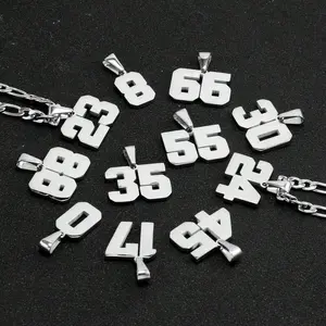 Personalized Jersey Number Necklaces For Men,Athletes Stainless Steel Sport Number Pendant Chain For Boys Baseball/Basketball/Football Team Inspiration Jewelry With Gifts