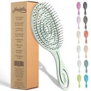 Does not Pull - Straightening Brushes for Straight & Curly Hair - Unique Spiral Detangling Hairbrush - Green