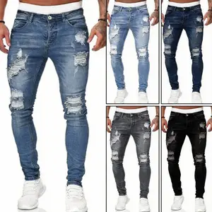 Men’S Casual Slim-Fit Denim  For Streetwear Fans Suitable For Daily Wear And City Use Medium Weight Soft And Comfortable With A Distressed Look Men’S Solid-Color  Multicolor High Street  Low Rise Raw Hem Shorts jeans Fleece Lined Black baggy jeans for men