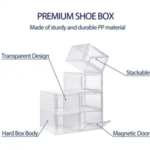 6pcs Transparent Shoe Cabinet Hard Plastic Stackable Shoe Box Storage Box