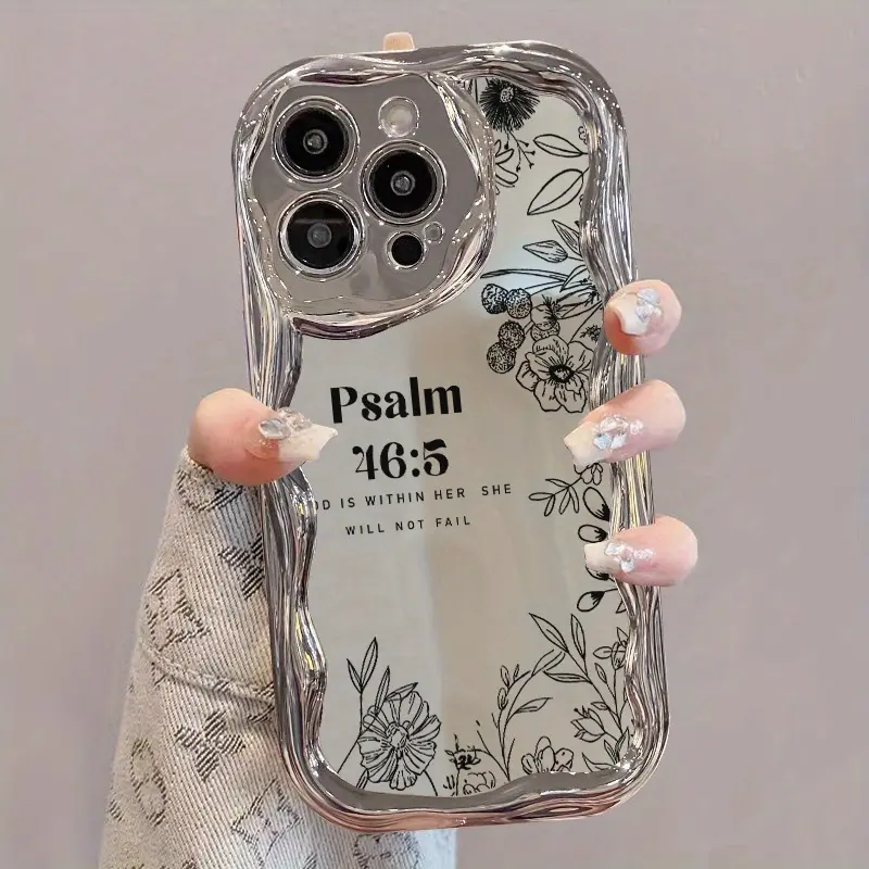 Electroplated Silver Curved Shell TPU Cellphone Case with Pearl Lanyard for iPhone 17/16/15/14/13/12/11 Pro/ProMax/Plus, Thickened Edge Shockproof Protector, Durable Unique Cute Fashion Anti-Fall Cover