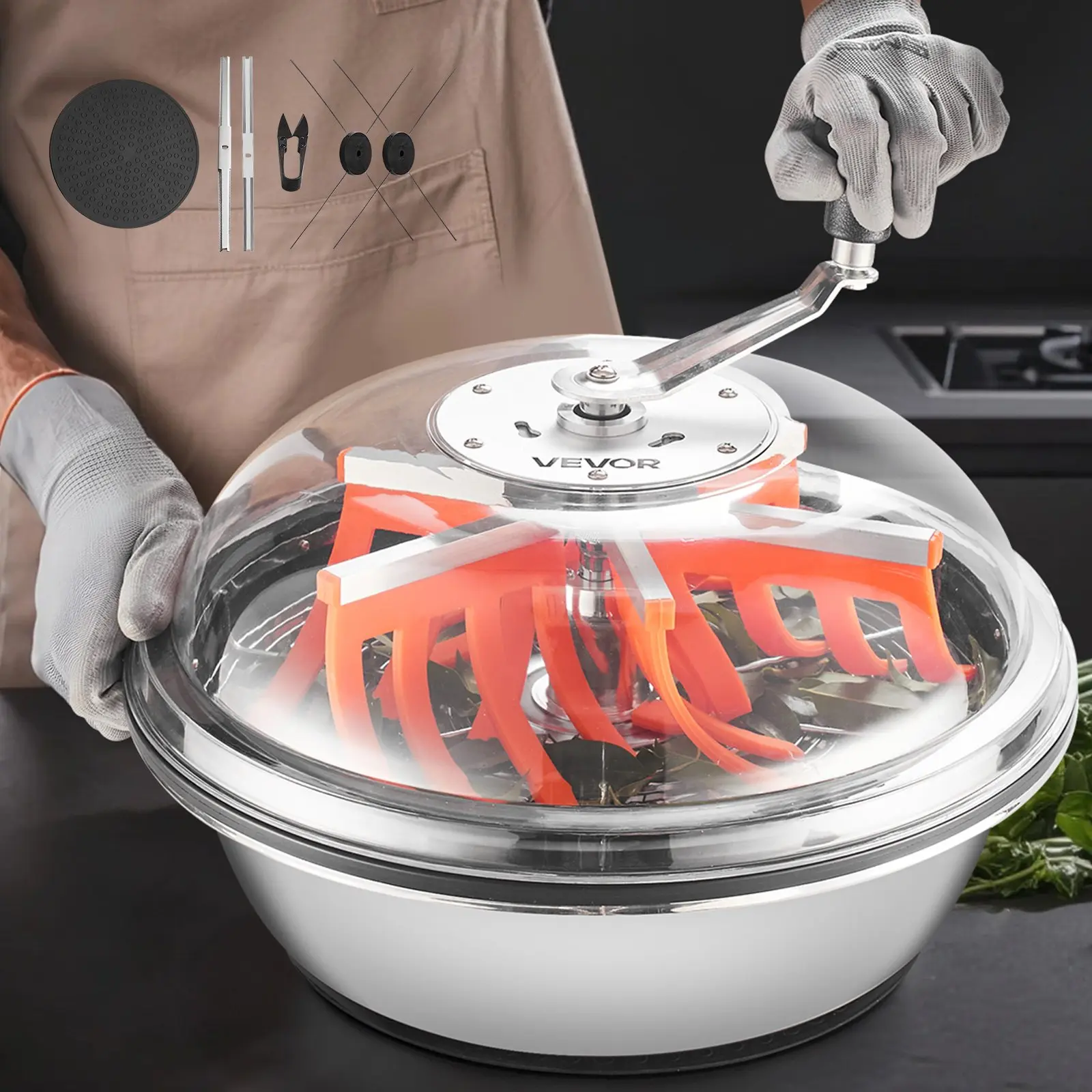 【DealsForYouDays】VEVOR Bud Leaf Bowl Trimmer, 16 in Manual Bud Trimmer, with Sharp Stainless Steel Blades, Visual Cutting, Wet & Dry Hydroponic Cutting Machine, Twisted Spin Cut for Plants Leaves Buds Flowers Tool Garden