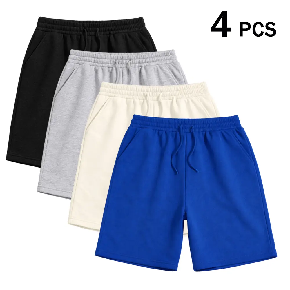 (4 pack) Men’s shorts: 5 inch drawstring shorts — breathable and comfortable.Suitable for everyday commuting/work in summer, simple solid color, easy to match; suitable for both men and women.
