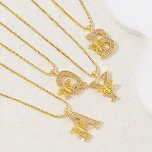 stylish everyday wear His and Hers Matching Necklaces  Personalized Initial with Bee Charm, Gold Plated Tarnish-Resistant, Romantic Couples Gift for Anniversary & Wedding
