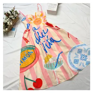 Women's French Elegant Style Skirt Vintage Beach Vacation Spaghetti Strap Dress