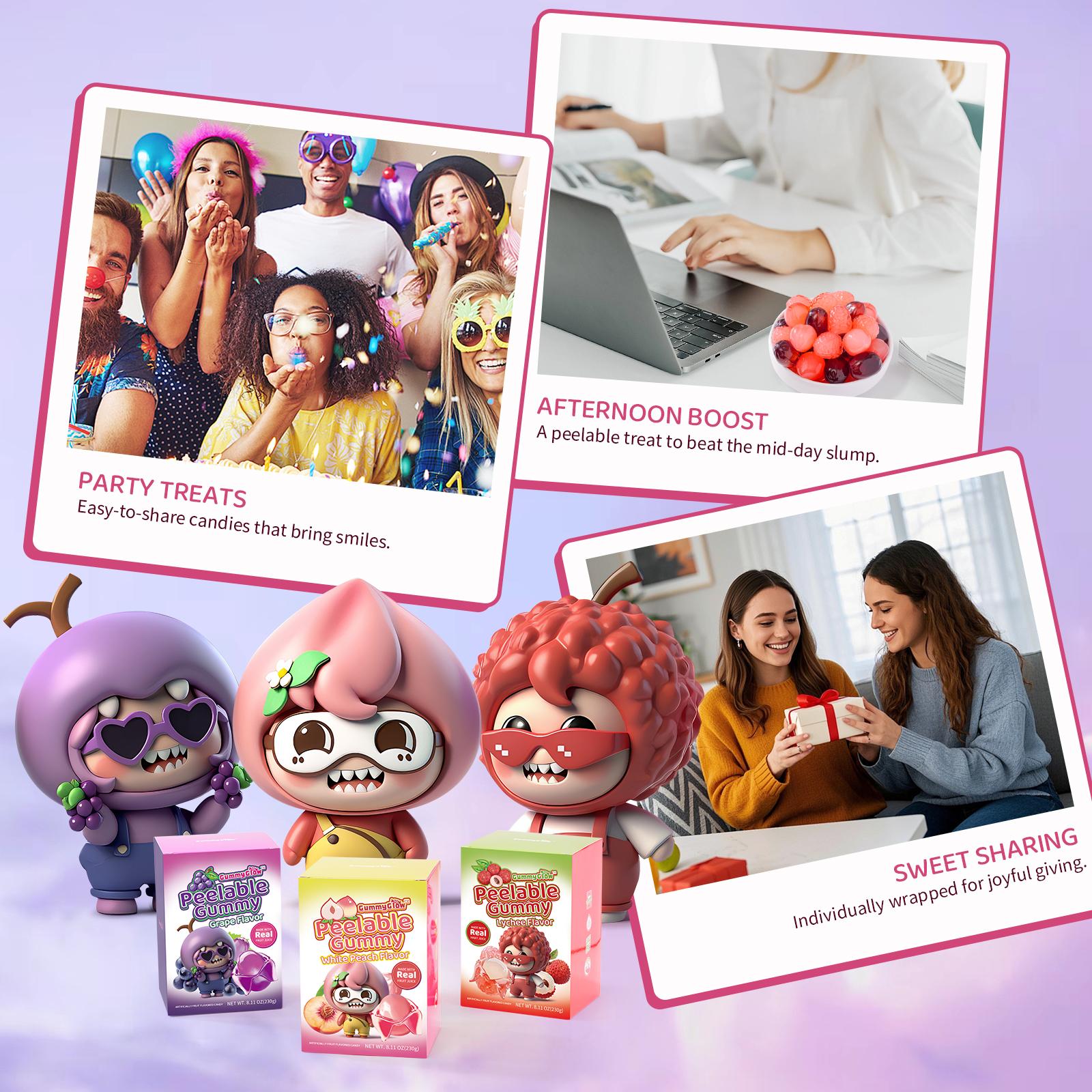 Fruity GummiesExotic Chewy Fruit Candy Low Sodium Sweet Juice Snack Bonbon