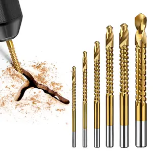 Carbide composite spiral drill set, metric thread-cutting tool, multifunction wood drill, three-cutter spiral insert, quick-change drill