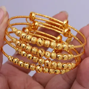 4pcs-Empress GOLD Bangles Bracelet Set - 4 Pieces MIXED OR SAME PATTERNS BRACELET 18K Gold Filled
