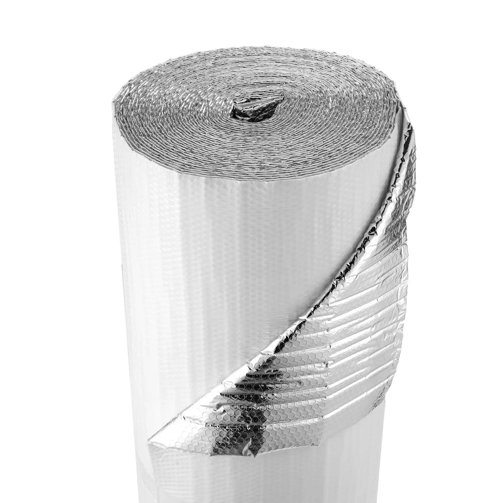 【Summerfinds】VEVOR Lightweight Reflective Insulation Roll, 3-in-1 0.24in/6mm Double-Layer Air Bubble Radiant Barrier, 48x100ft Aluminum Foil White PE Film Thermal Shield, 17.64lbs/8kg Heat Loss Prevention Solution, Free to Cut for Garage Door, Windows