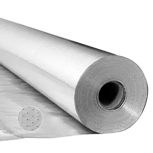 【FathersDayGift】 VEVOR Double Reflective Insulation Roll, High Temperature Resistant Perforated Woven Fabric Radiant Barrier, 0.15mm 48in x 125ft Double-Sided Aluminum Foil Shield, Thermal Insulation for Window, RV Roof