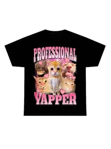 Funny Graphic Tee Graphic Tee Funny Talking Cat T-Shirt For Cat Lovers, Casual Fitted Style With Stylish Cat Print, Perfect Gift For Cat Enthusiasts, Casual Comfy Tee