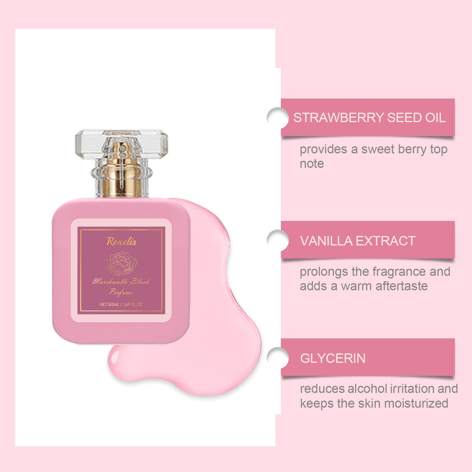 Marshmallow Blush Perfume, Sweet Strawberry Vanilla Fragrance, Pink, 50mL/1.69 Fl Oz, Long-Lasting