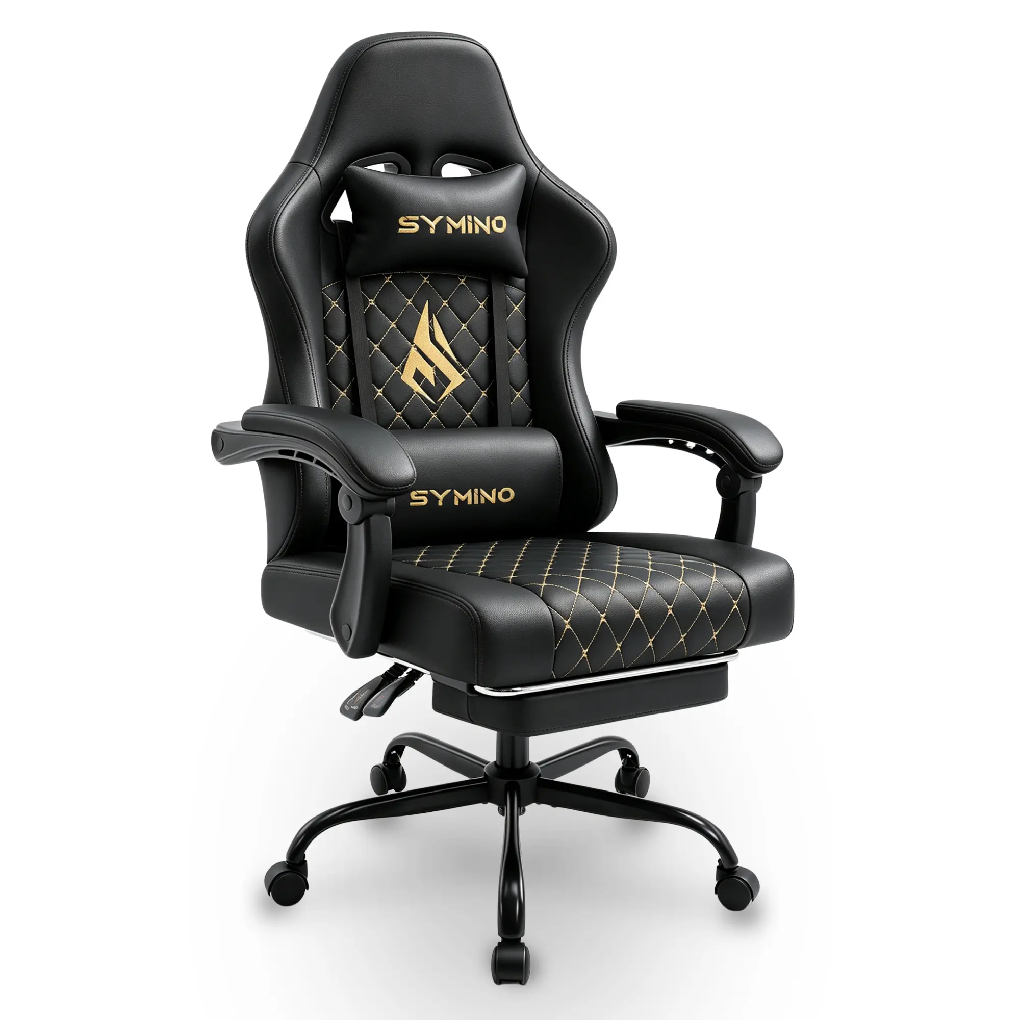Symino Ergonomic Video Gaming Office Chair - Metal Frame Strong, Rust-Resist Build, Stable Metal Legs, Reclining Design with Adjustable Swivel Footrest