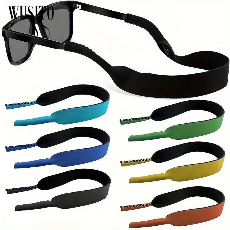 [Floating Glasses Strap] 3 Pack WUSITO 17 Inch Floating Neoprene Glasses Strap - Adjustable, Secure Fit, Suitable for Sports And Activities, Durable Nylon Material, Colors
