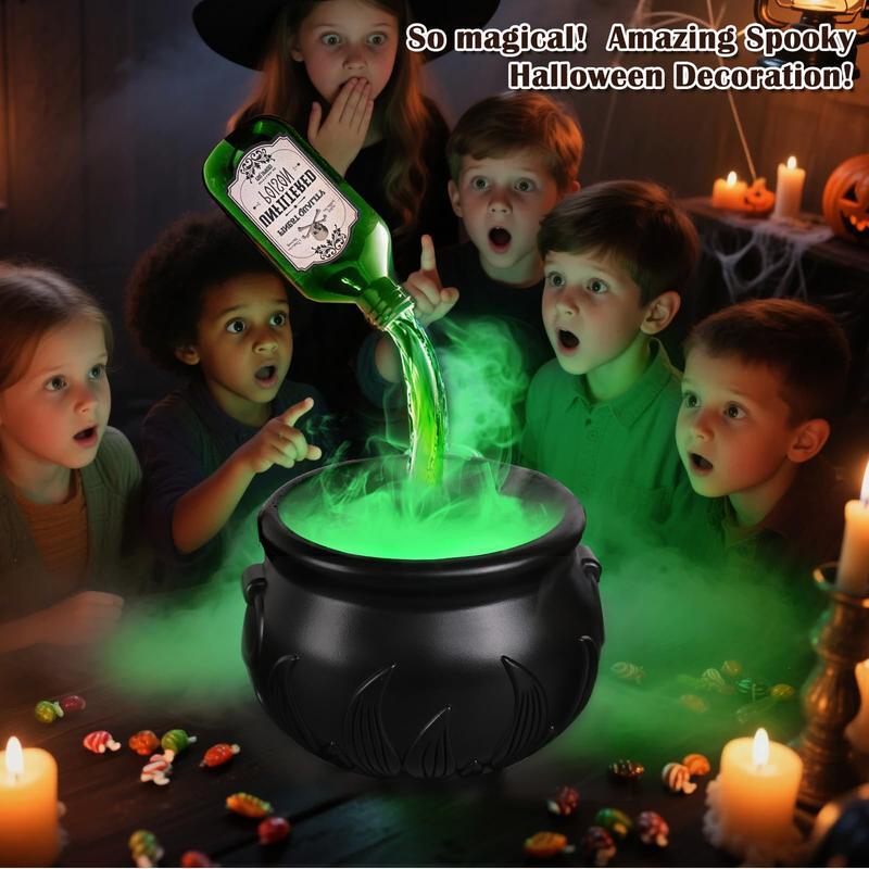 Halloween Decorations Indoor - Cauldron Halloween Decor with Magic Floating Potion Bottles and Diffuser - Black Plastic Witches Bowl Hocus Pocus Party Decoration for Spooky Vintage Home Kitchen Table, Well Soon Gift toys kids