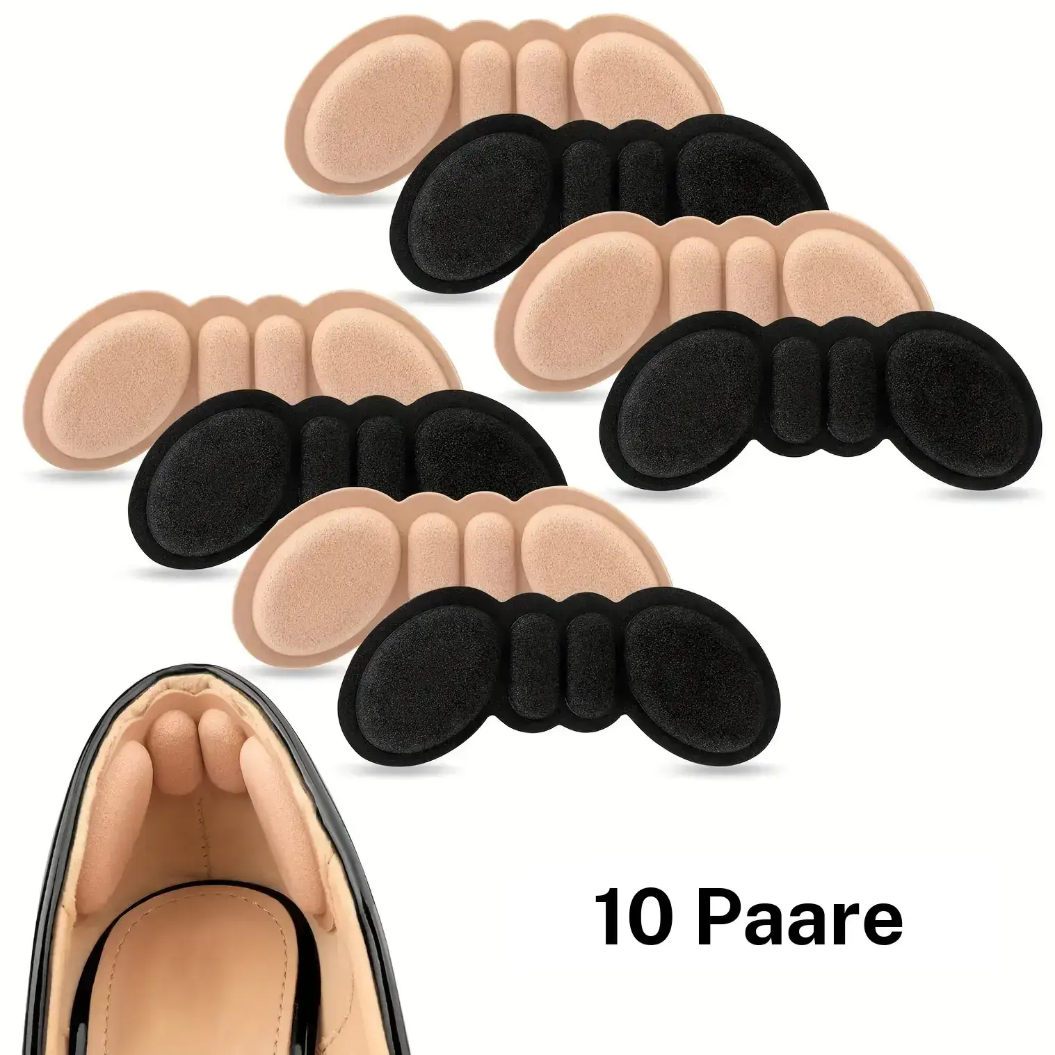 YYW1 Heel Pads for Shoes That Are Too Big, 10 Pairs of Insoles for Loose Shoes, Heel Support to Prevent Blisters and Pain, Filling Material to Make Shoes Tighter