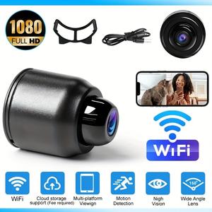 720P HD Mini WiFi Camera Features Infrared Night Vision, AI Human Detection, Sound Monitoring, And Motion Detection, With A 160 °   Wide-angle Lens For Remote Monitoring, Suitable For Security Protection In Home, Office, Store, Warehouse And Other Scenari