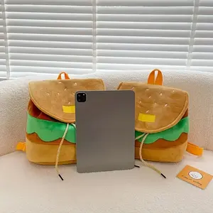 Chic Burger-Shaped Backpack with Adjustable Straps & Fry Charm - Lightweight, Spacious Daypack Everyday Style