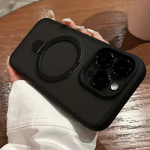 for iPhone 11/12/13/14/15/16 Pro Max Plus, Luxury Magnetic Holder Armor Shockproof Wireless Charging Phone Case with Hard PC Back Cover