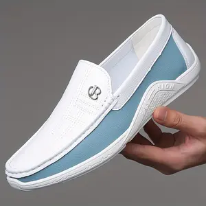 Plus Size Men's Fashionable Color Block Slip-On Loafers - Ultra Comfy, Non-Slip, Durable Rubber Soles, Breathable Microfiber Upper, Easy Walking Shoes for Daily Wear