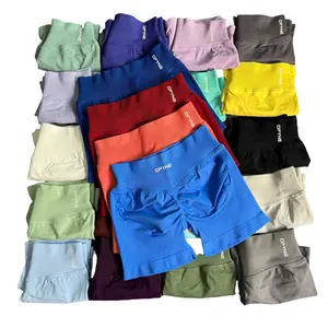 Women Low Ribbed Band Gym Shorts Fitness Biker Short Workout Scrunch Butt Yoga Seamless Tights Dynamic Impact Shorts